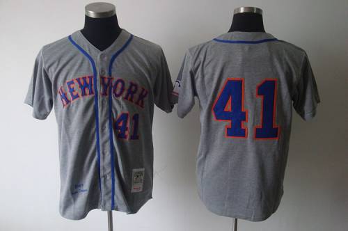 Mitchell and Ness 1969 Mets #41 Tom Seaver Grey Stitched MLB Jersey - Click Image to Close